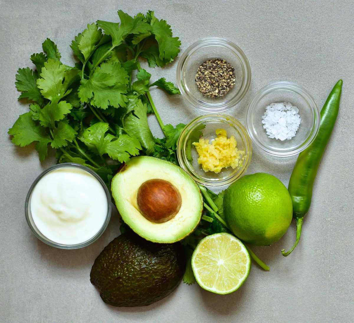 Ingredients for guacamole 