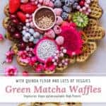 green matcha waffles with fruit