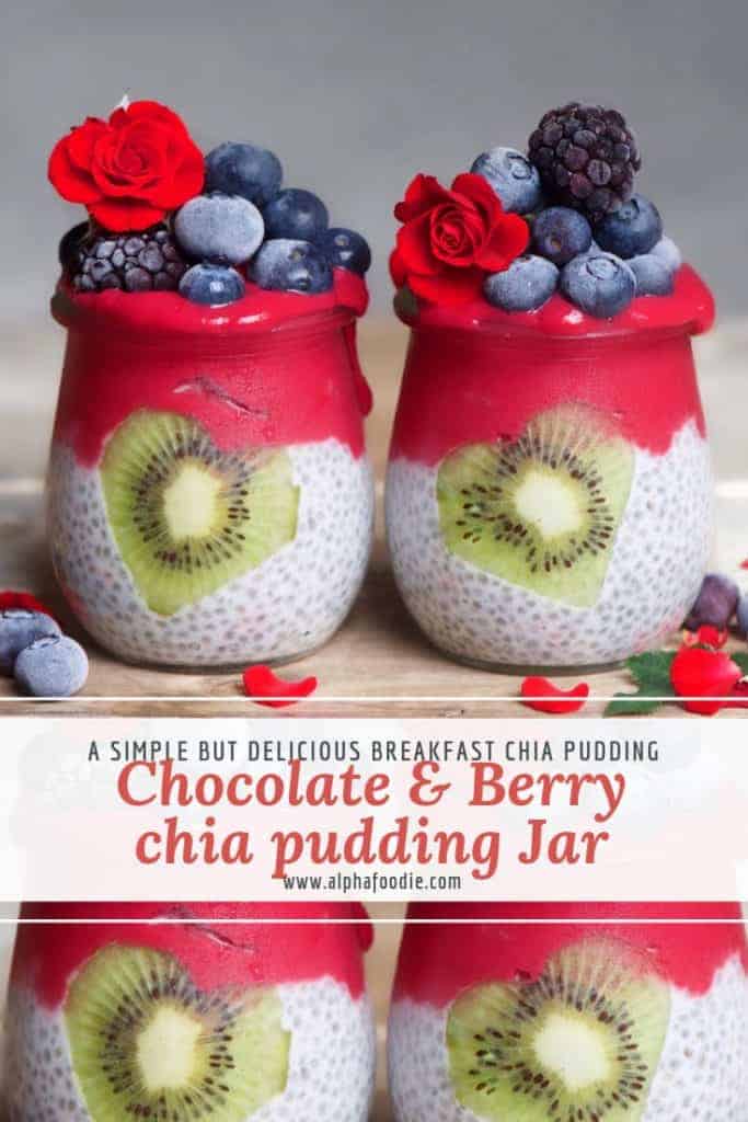 chocolate berry chia pudding with smoothie