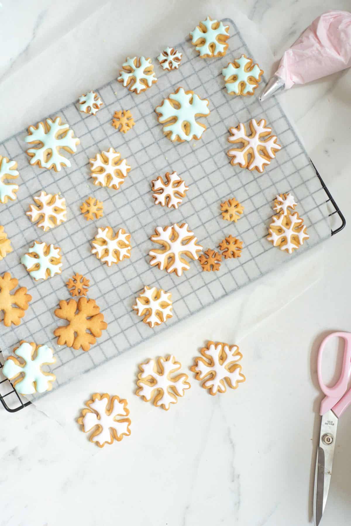delicious decorated Christmas sugar cookie recipe. Orange sugar cookies made in fawn, snowflakes and tree shaped cookies. a yummy Christmas biscuits recipe