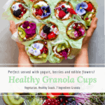 granola cups fruit yogurt edible flowers