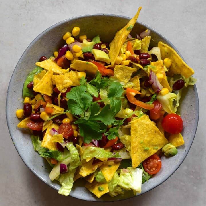 Mexican taco salad in bowl