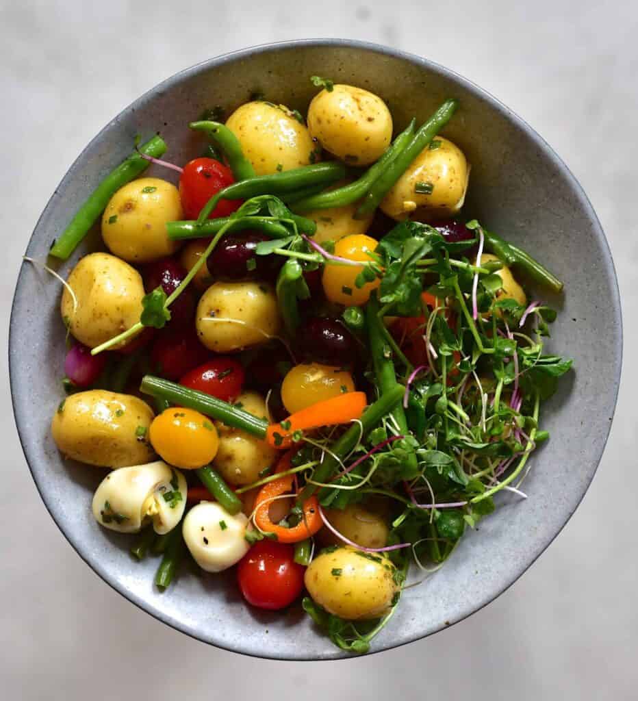 healthy potato salad served in a bowl