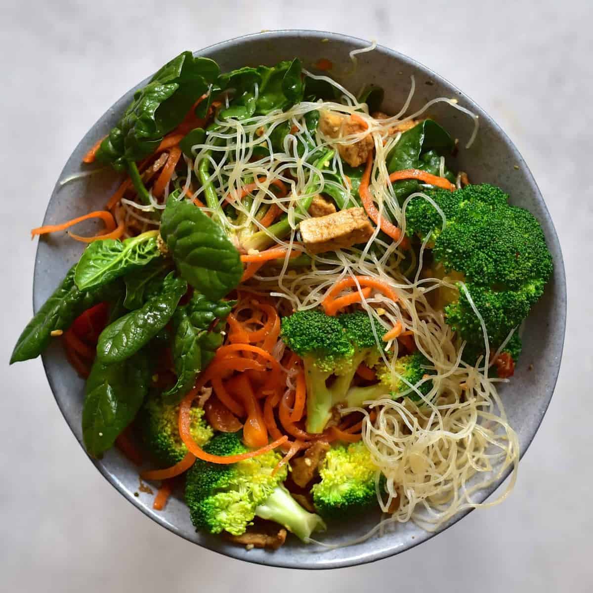 Thai noodle salad in bowl