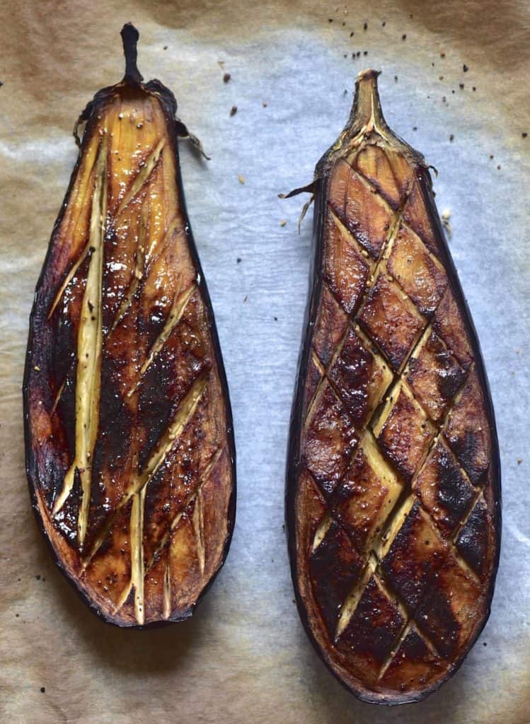 Baked aubergines eggplants