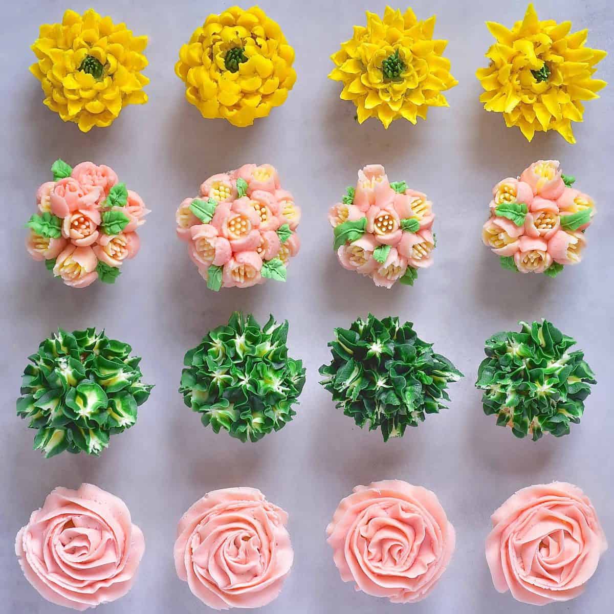 frosted floral cupcakes organic eggs flowers buttercream