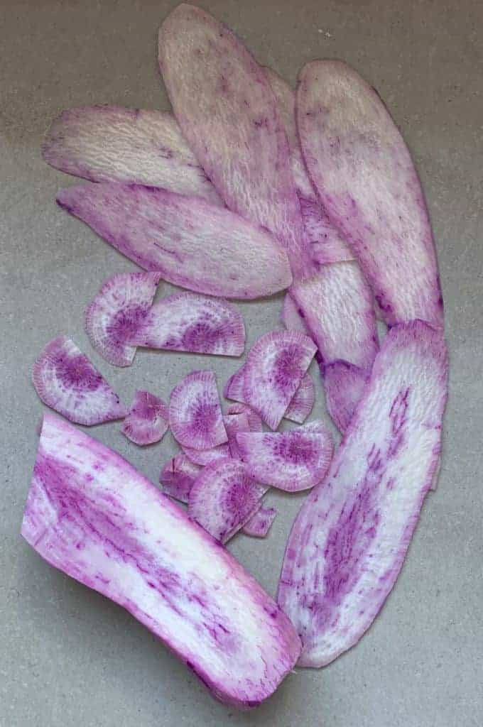 Sliced purple radish