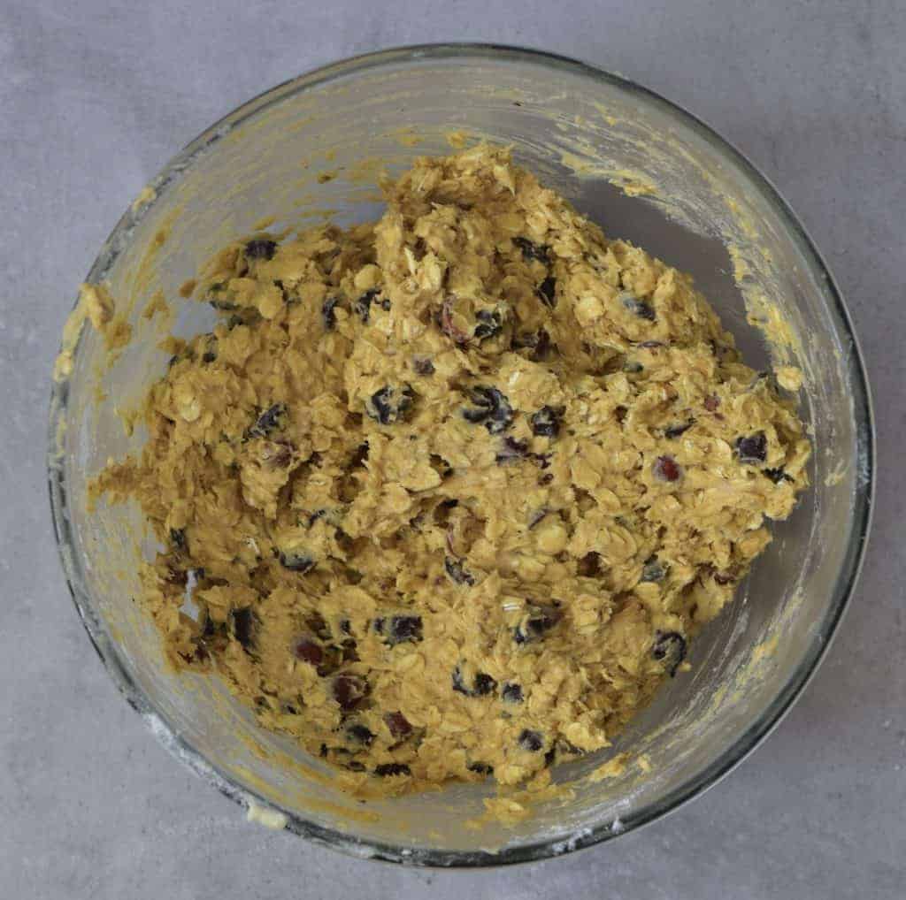 Cookie batter ready in a bowl