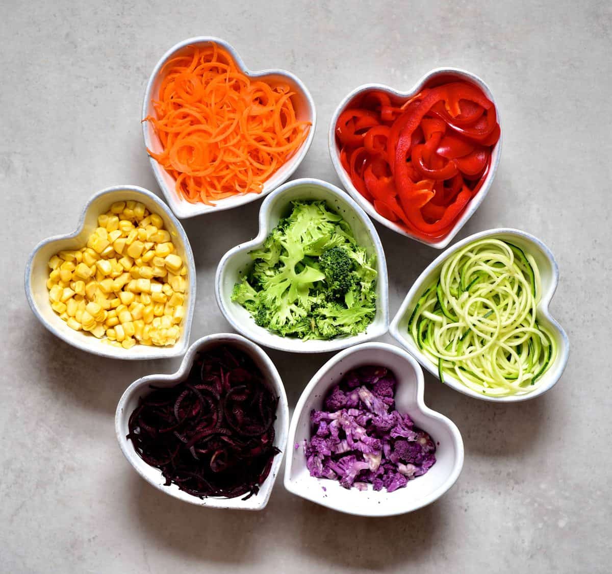 ingredients for Rainbow mixed vegetable savoury cupcakes