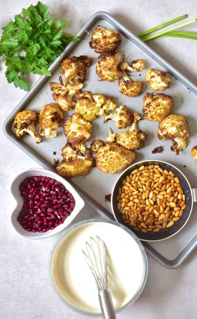 Roasted cauliflower - assembly ingredients