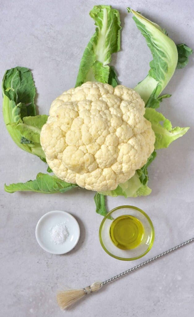 cauliflower and olive oil with brush 
