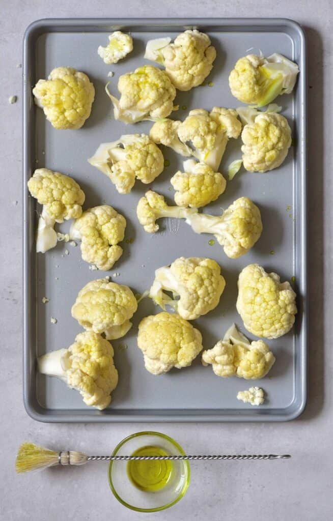 cauliflower florets with oil