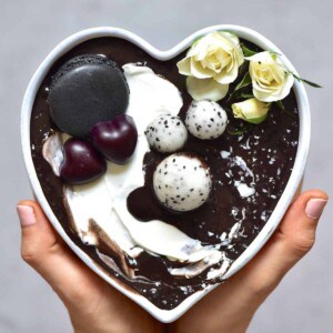 Black cacao smoothie with yogurt