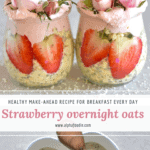 Strawberry overnight oats with strawberry yogurt. make-ahead