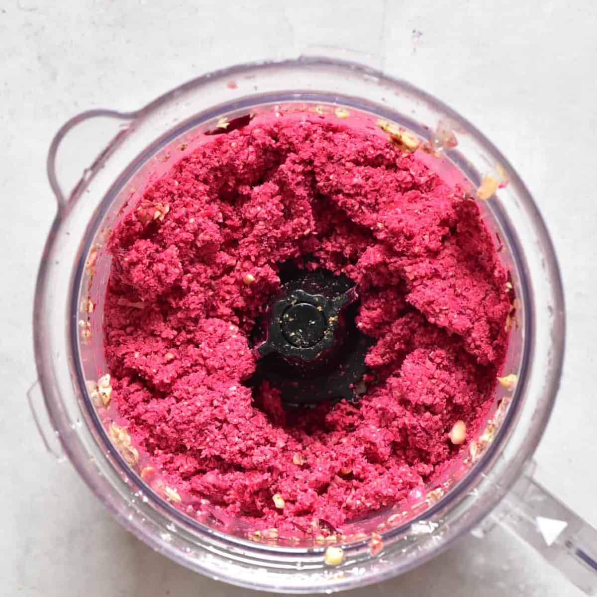 Red falafel paste, obtained by using a beetroot