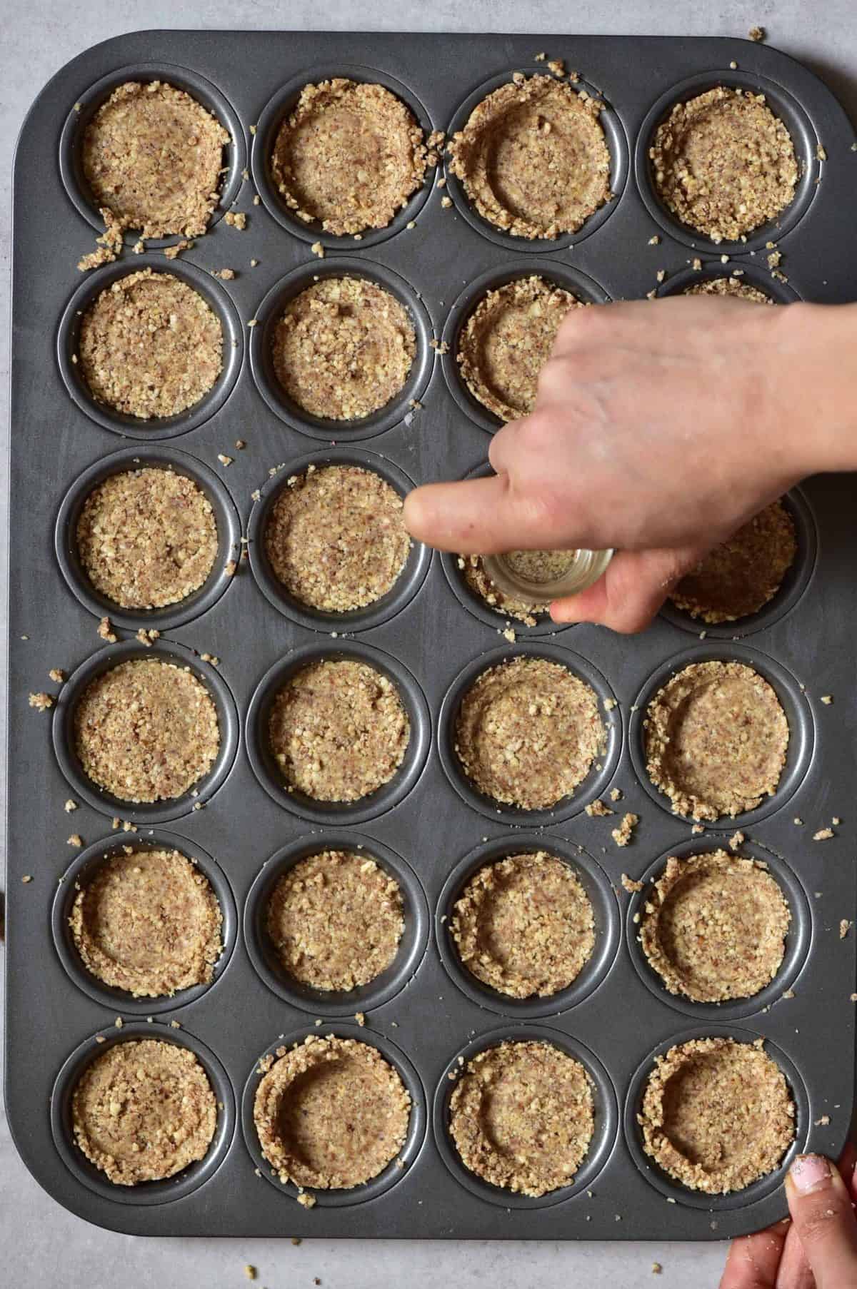 almond base for bite-sized mini vegan tarts