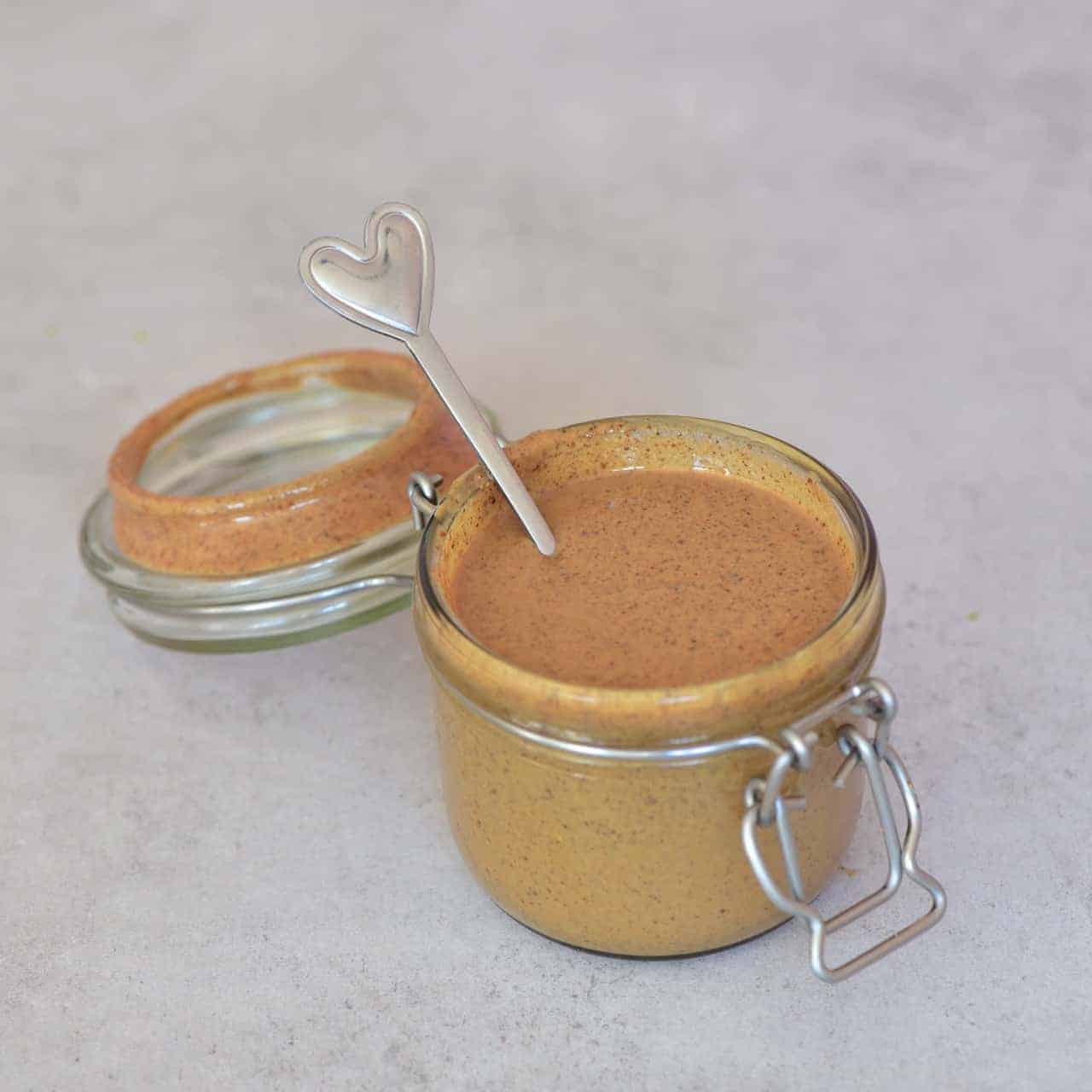 almond butter inside a jar 