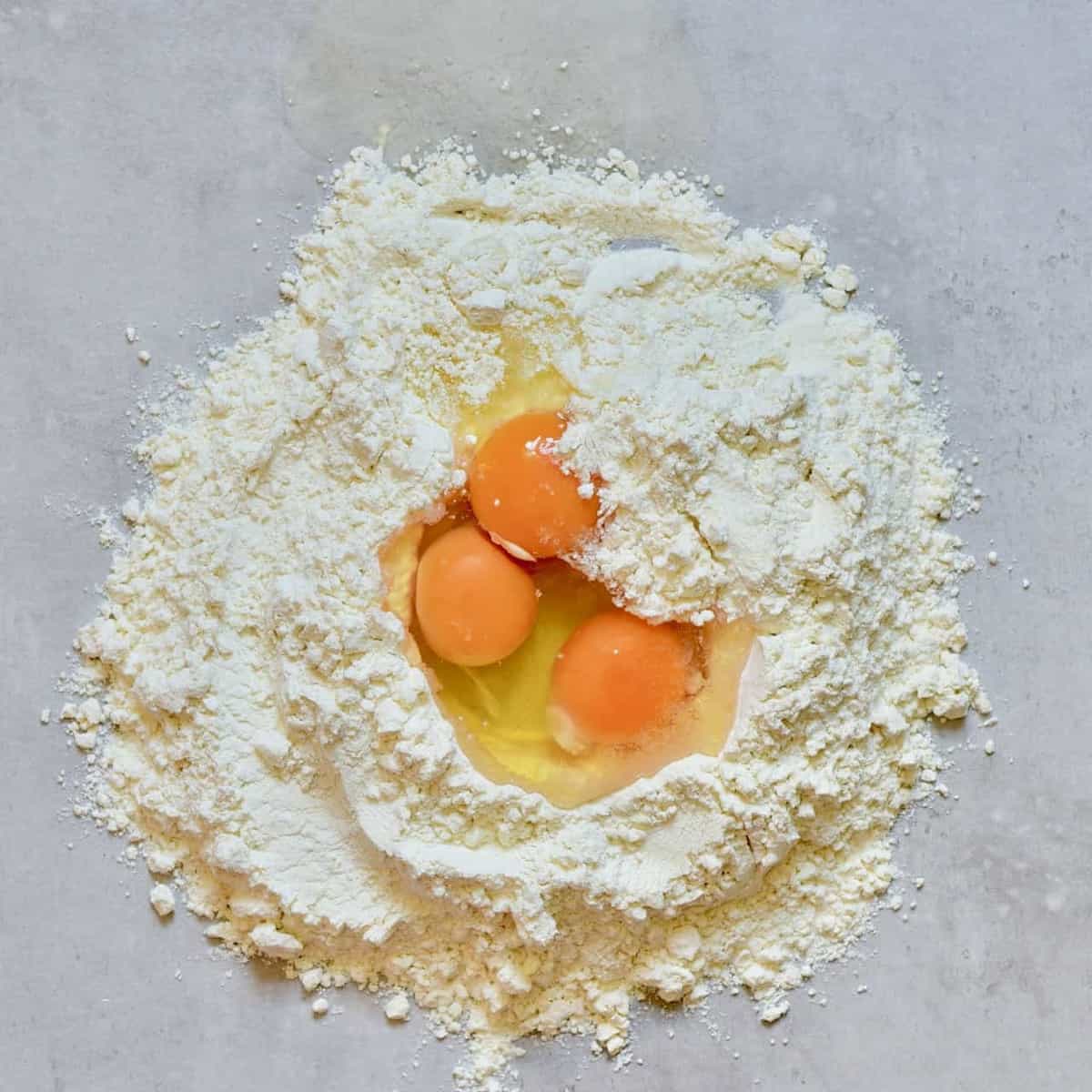 Flour and eggs for homemade pasta