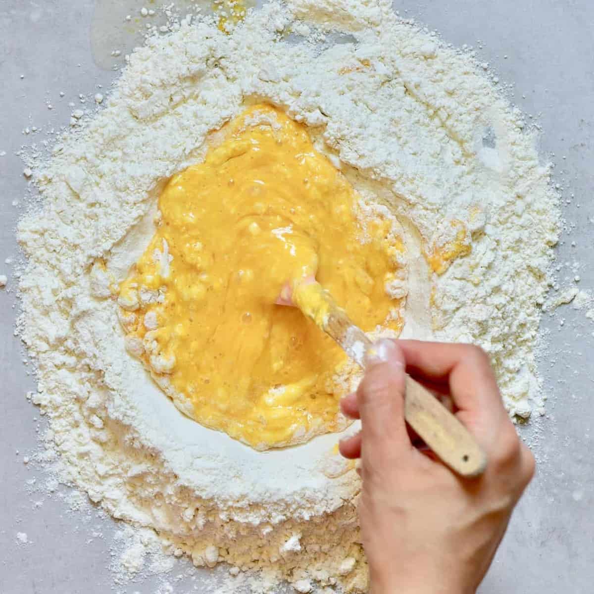 Flour and eggs for homemade pasta