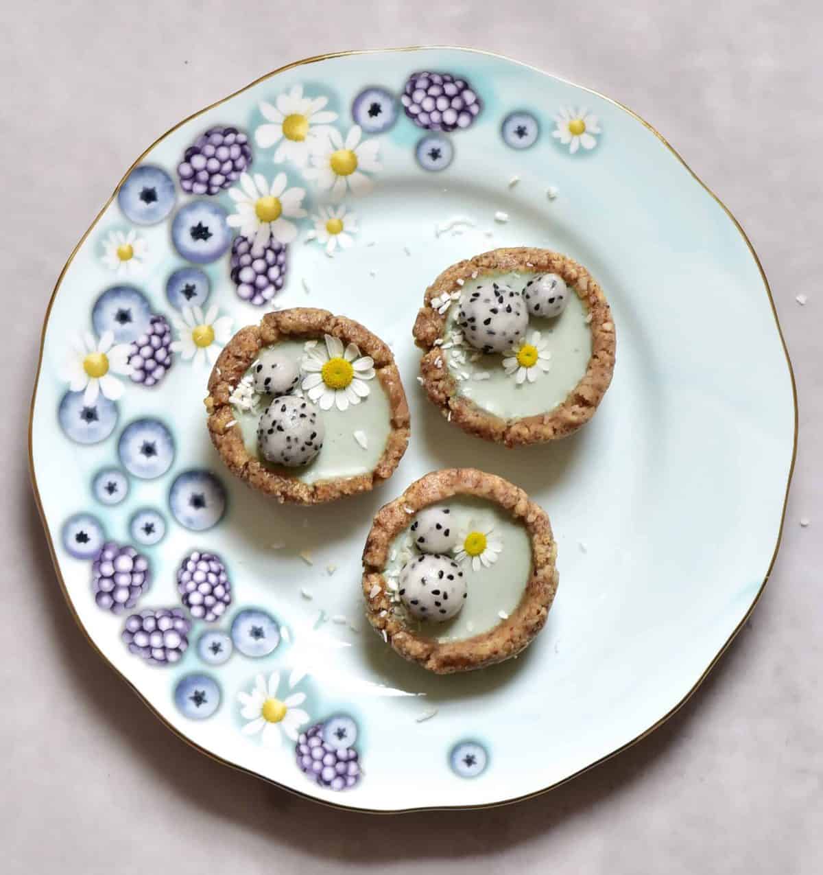 mint bite-sized mini vegan tarts on alphafoodie royal albert tea set for vegan afternoon tea