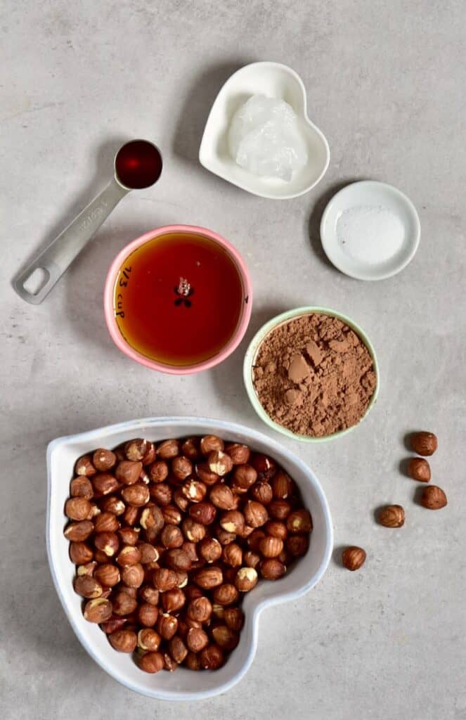 ingredients for homemade vegan nutella sprerad