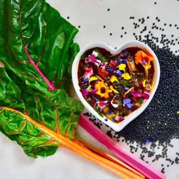 Healthy Lentil Soup with Rainbow Chard