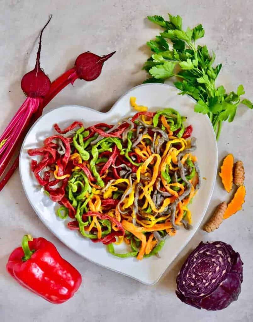simple, healthy all-natural rainbow pasta