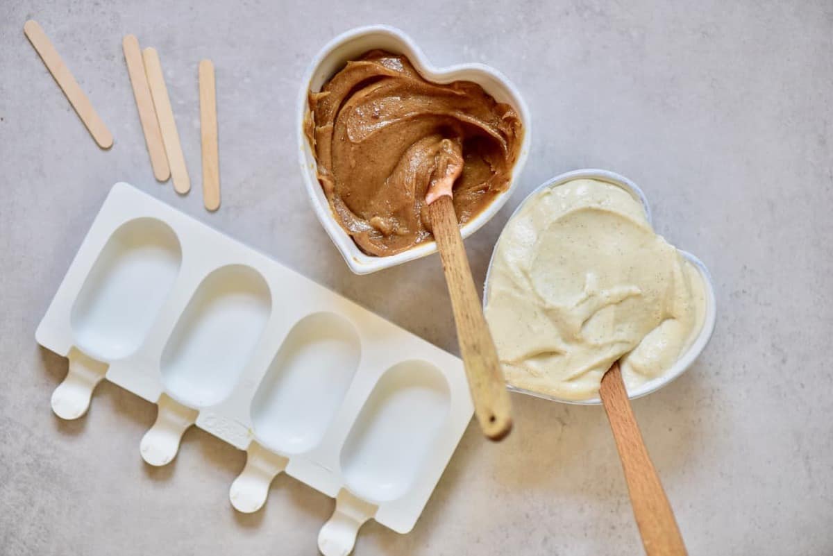 the ingredients to make vegan magnum ice-cream stuffed with salted caramel