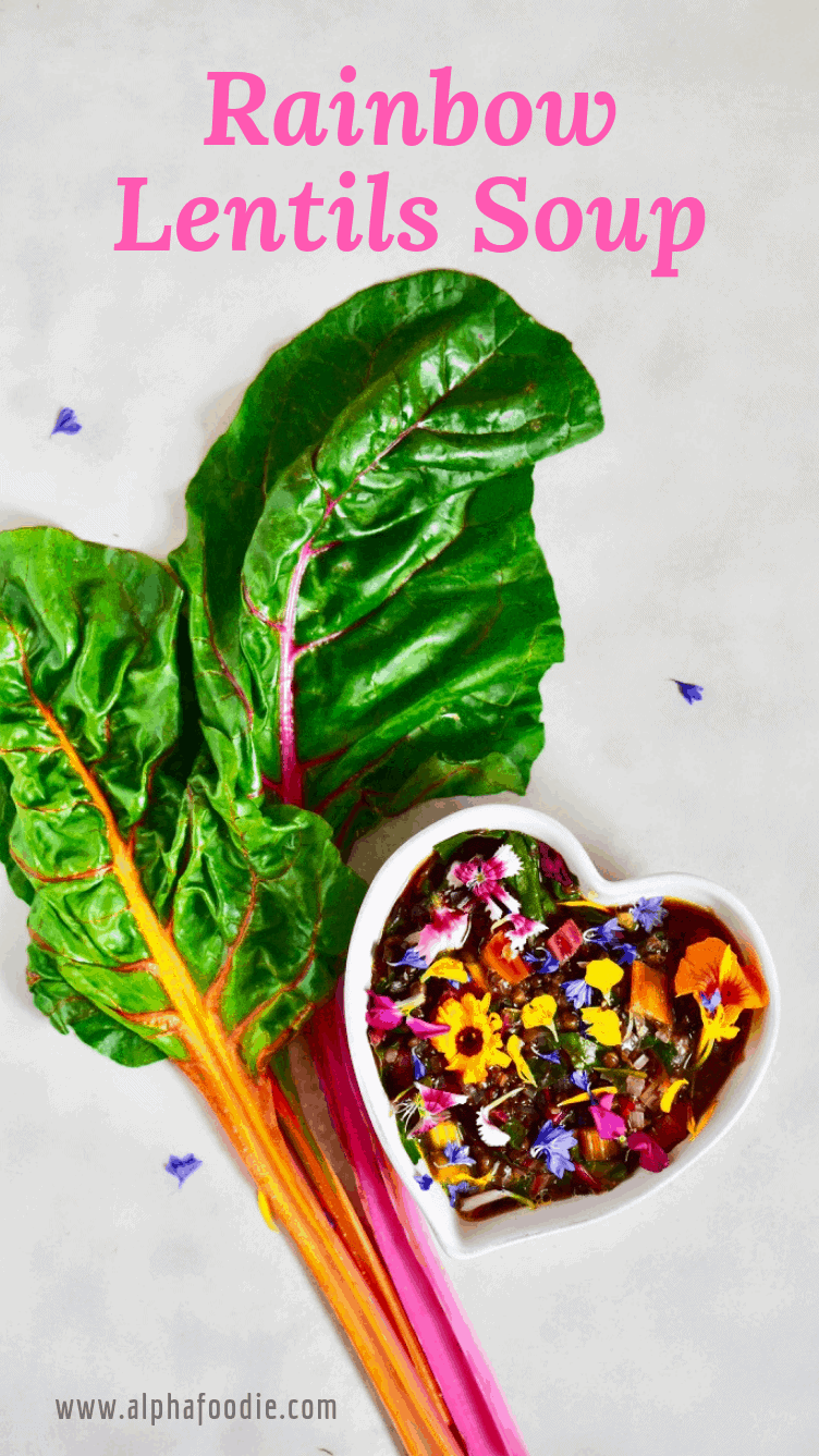 Healthy Lentil Soup with Rainbow Chard