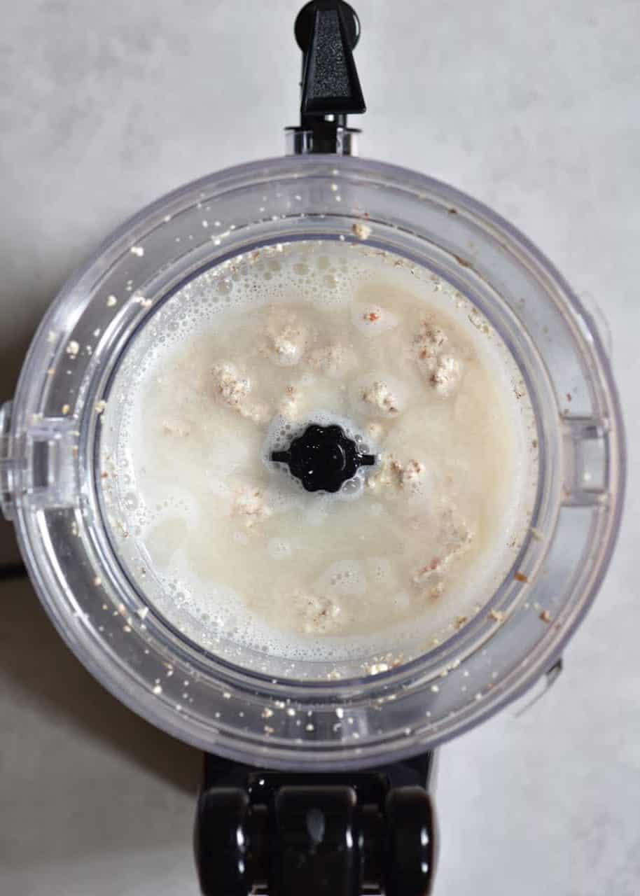 Almond meal with water in a blender