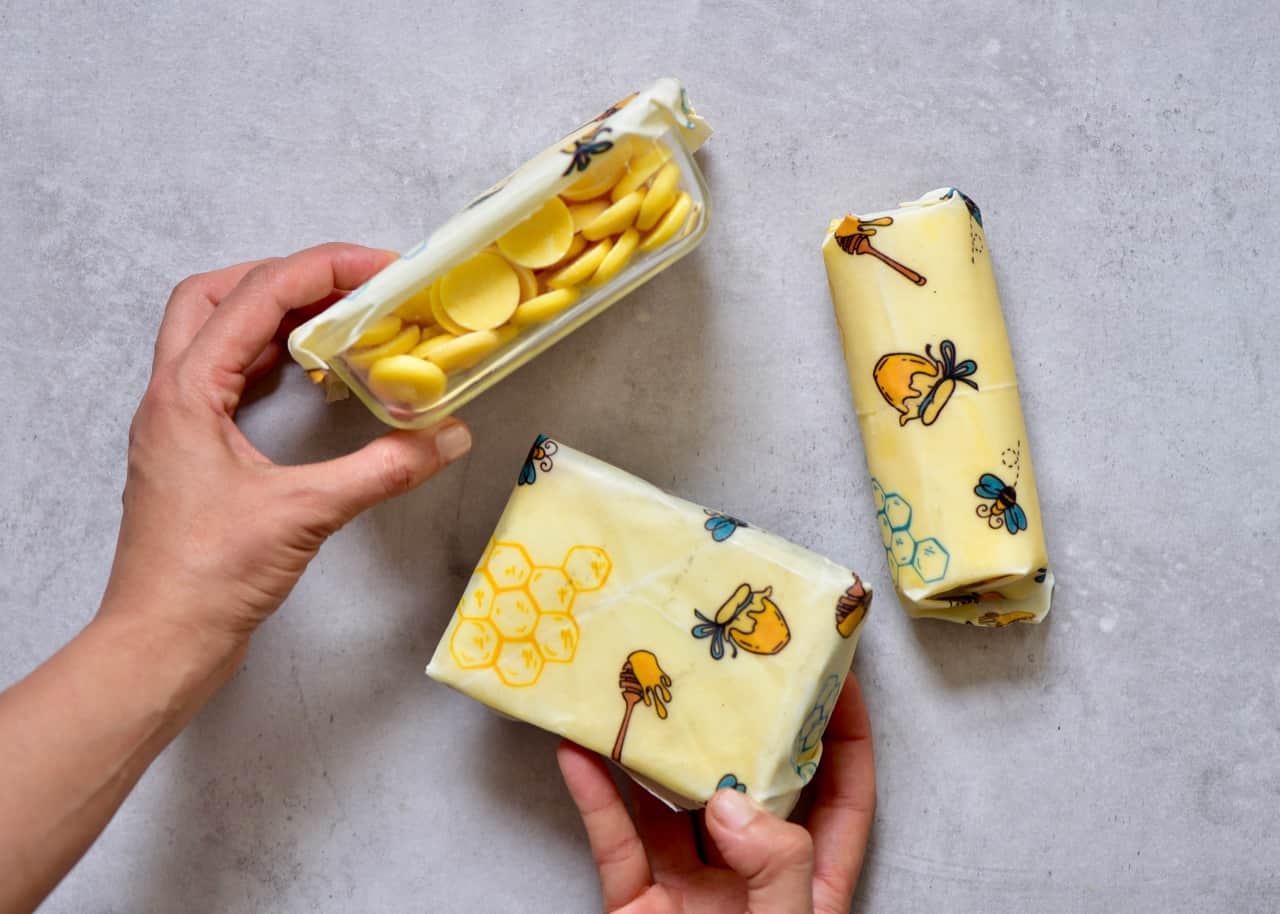 how to organise your fridge to reduce waste, using beeswax wraps