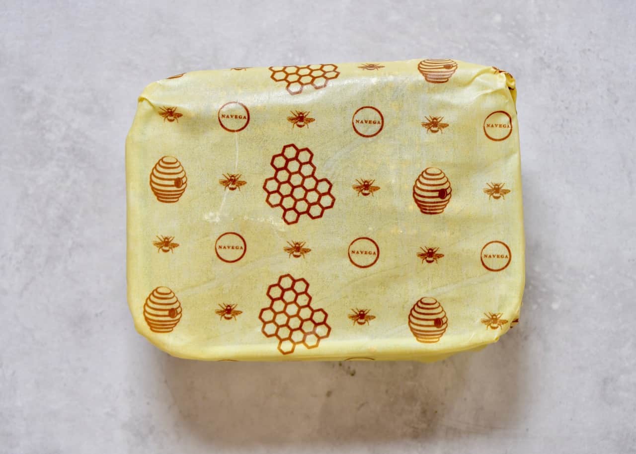 how to organise your fridge to reduce waste, using beeswax wraps
