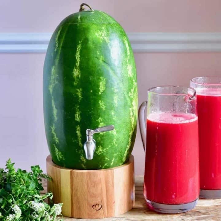 homemade watermelon keg/ dispenser. creative way to use watermelon. fun watermelon recipe