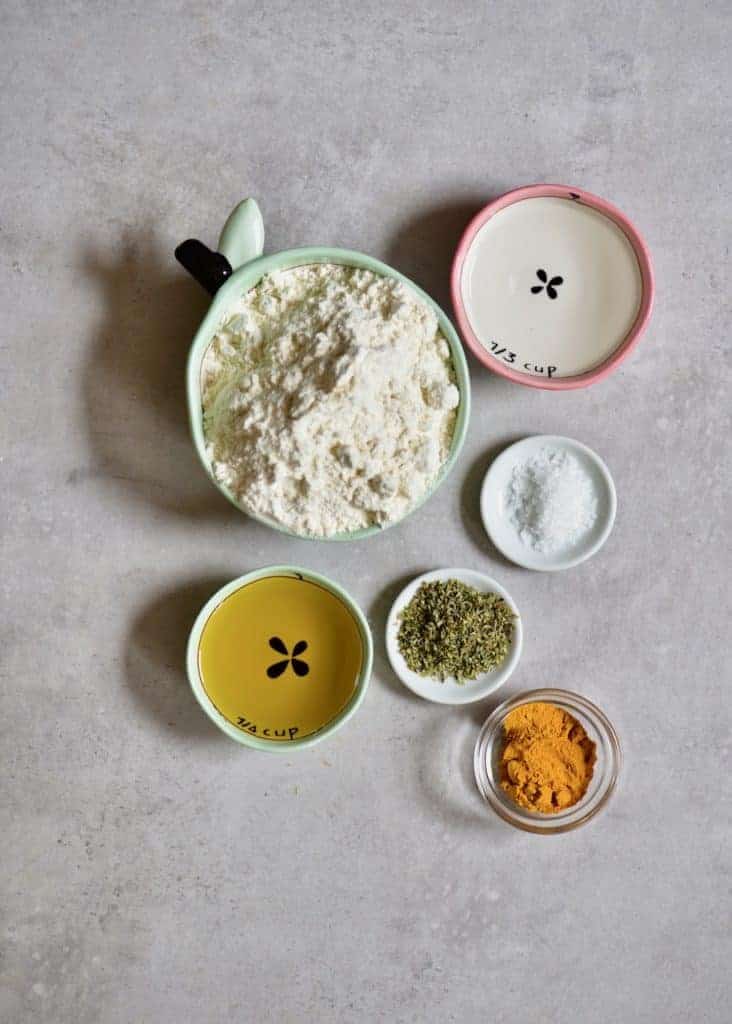 ingredients for simple yellow, autumn leaves crackers
