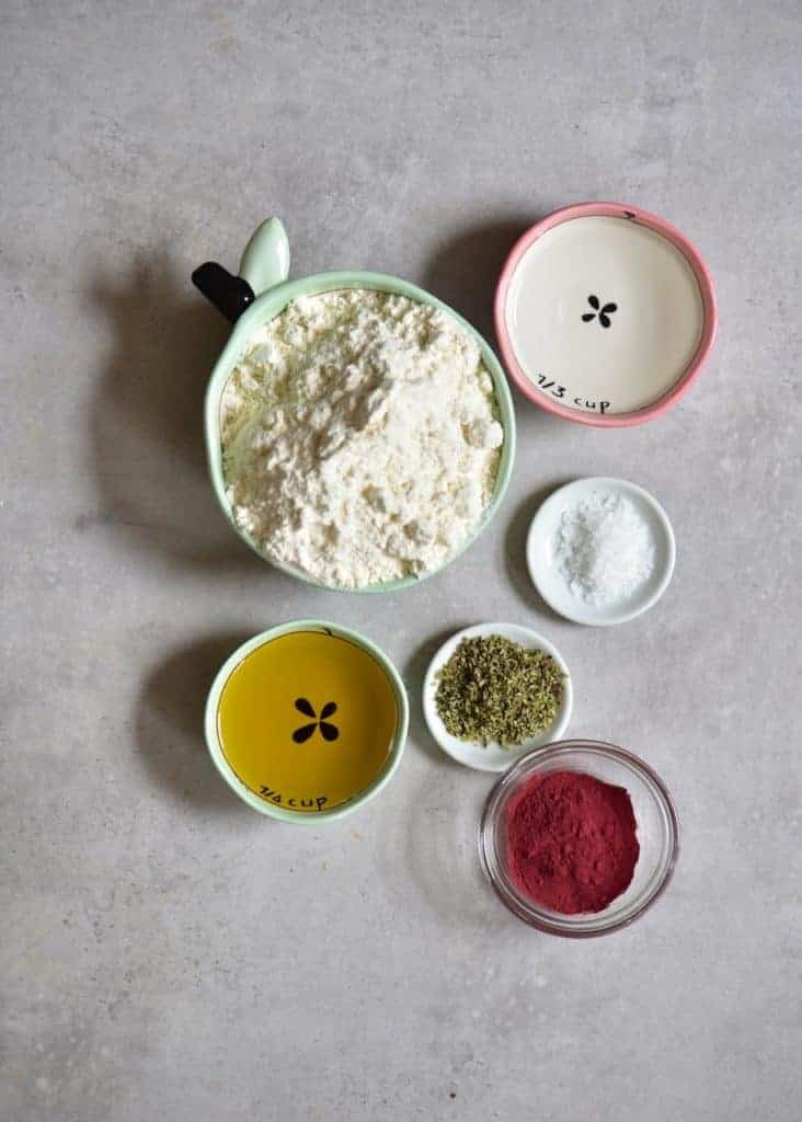 ingredients for simple red, autumn leaves crackers