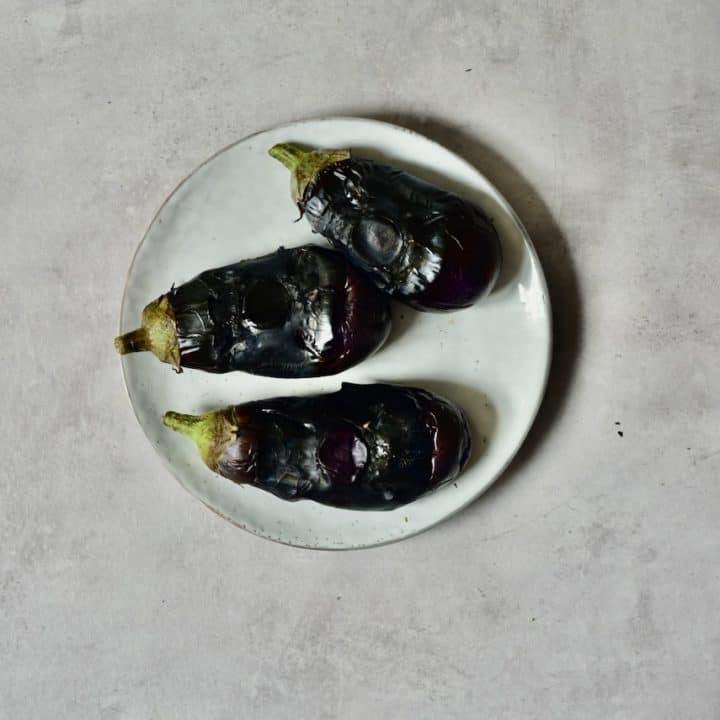 flame charred aubergine