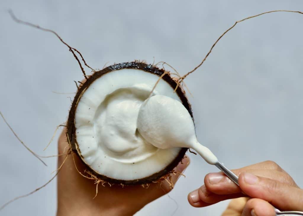 This delicious, super simple home-made coconut yogurt recipe is made with just 3 ingredients and yields a perfectly thick and tangy dairy-free yogurt!