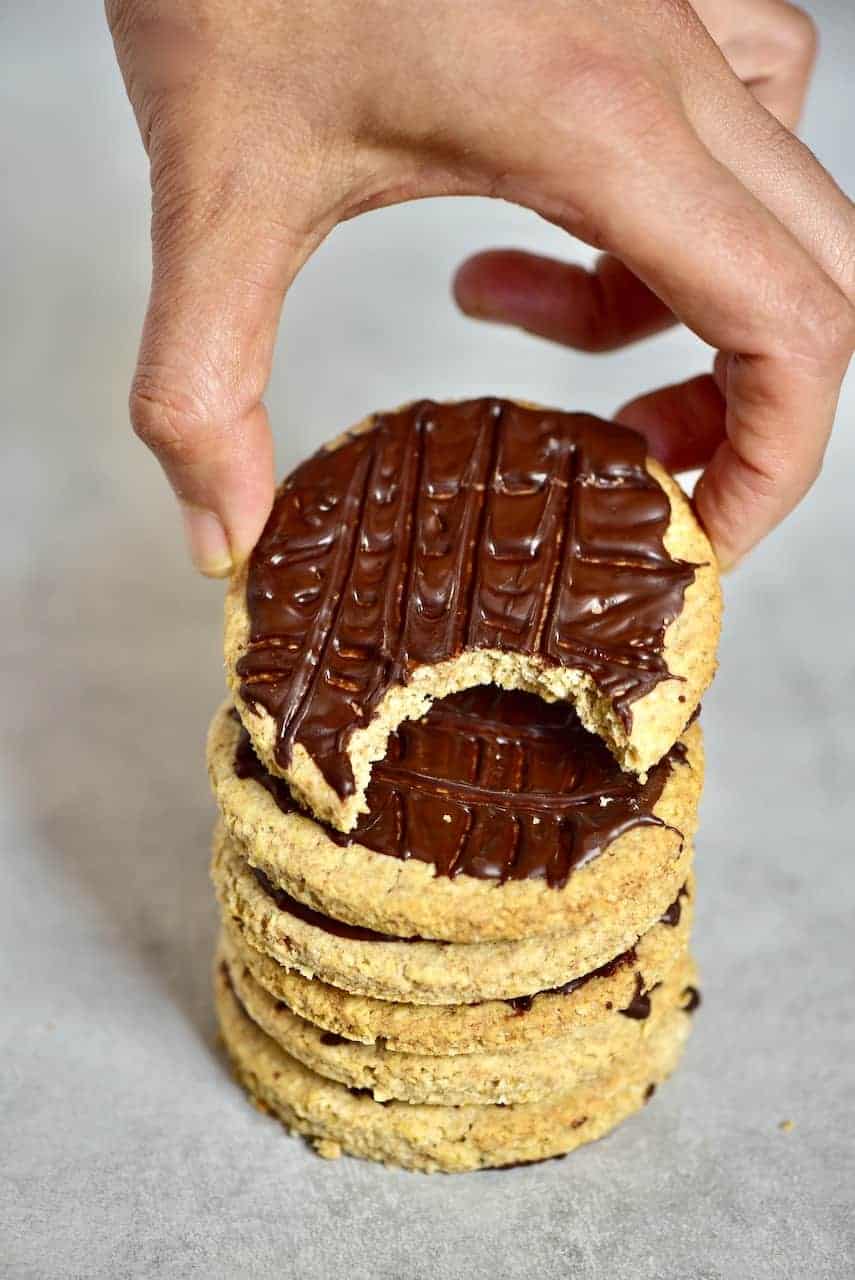 a stack of homemade digestive biscuits 