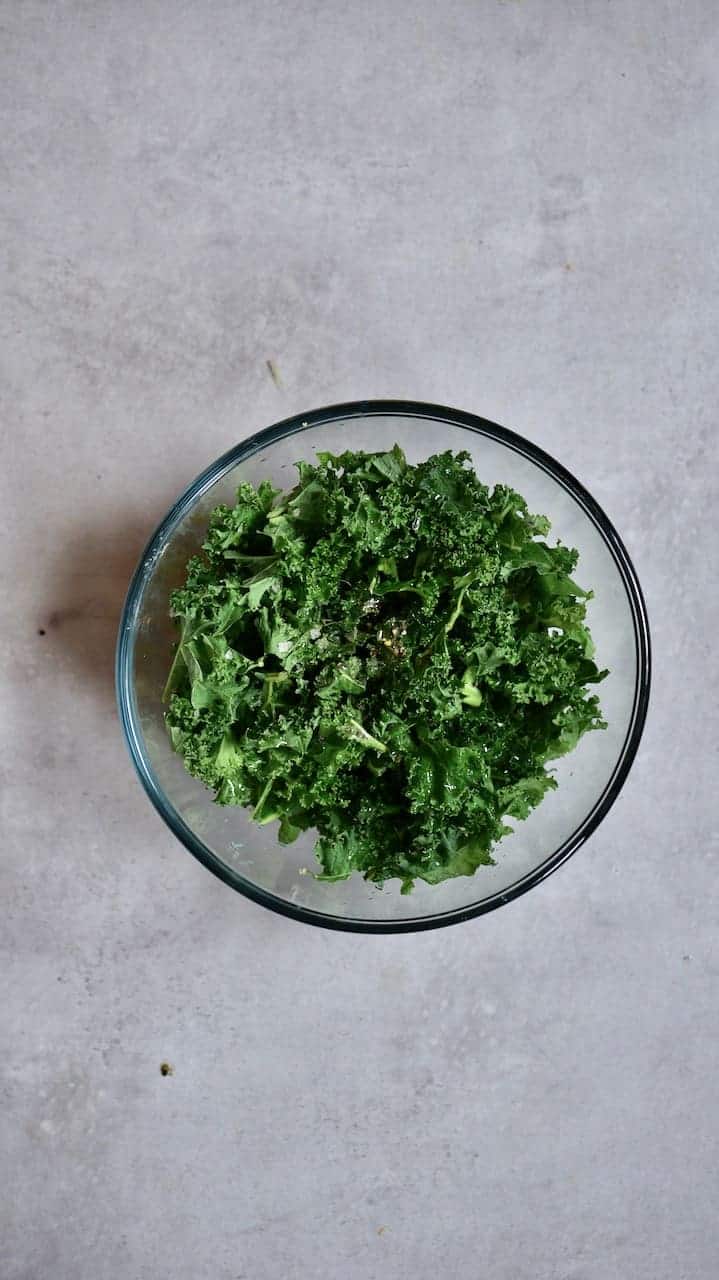 massaged kale for vegan salad