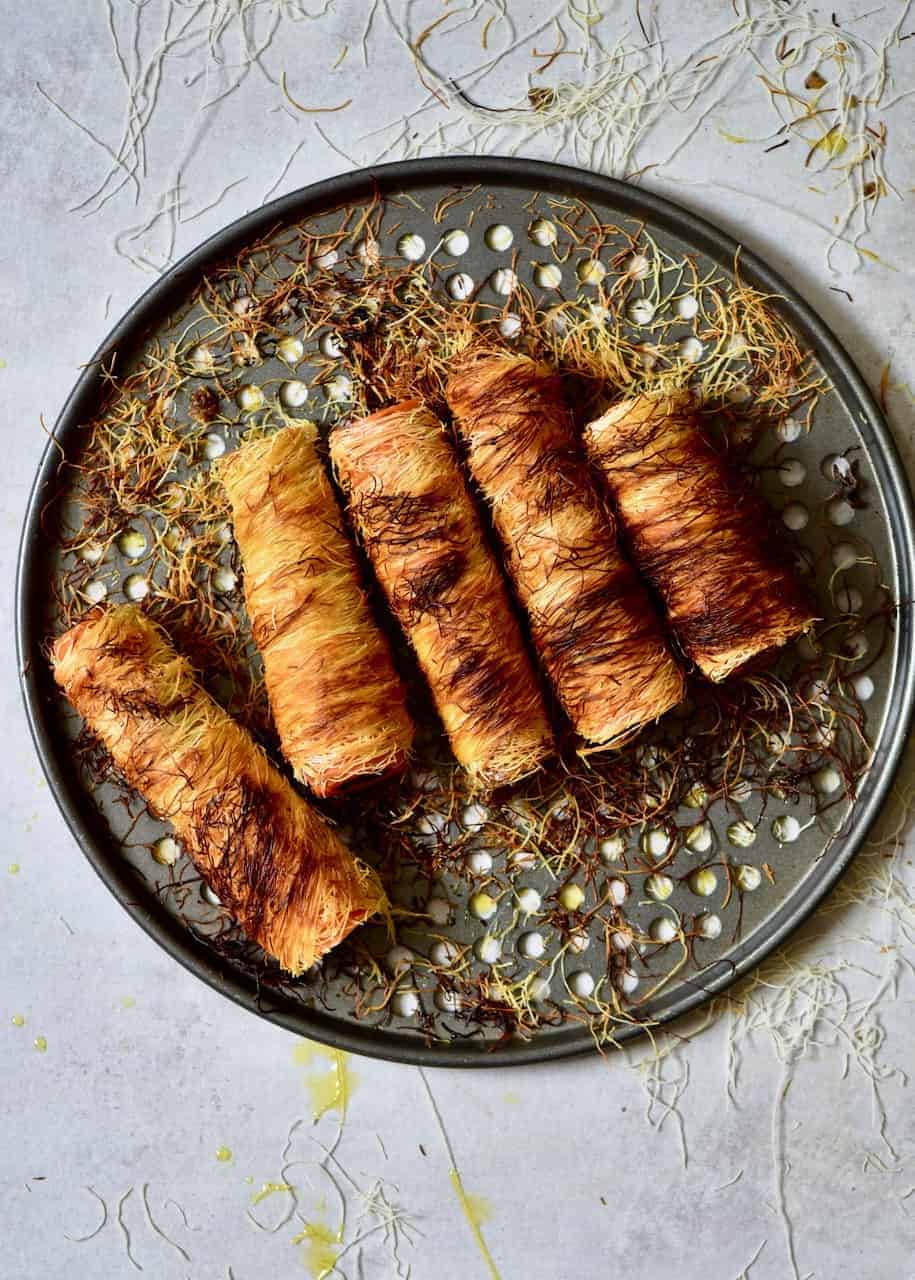 Delicious mushroom and chestnut stuffed carrots ( tree logs) wrapped in shredded phyllo pastry. A unique vegetarian main, perfect for a vegetarian Thanksgiving or Christmas dish or special occasion recipe! Vegetarian ( easily veganised), grain-free, paleo, healthy & delicious fun baked carrots recipe!