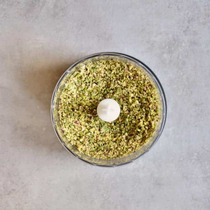 blitzed, crushed pine nuts and pistachios in a food processor