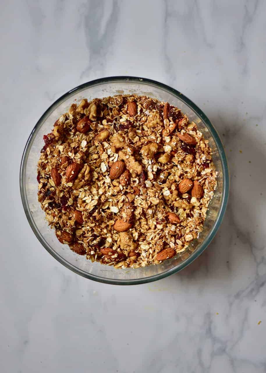 Granola mix in a bowl 