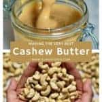 Delicious one ingredient homemade cashew butter recipe . Inlcuding flavoured cashew butter options as well as how to use cashew butter 