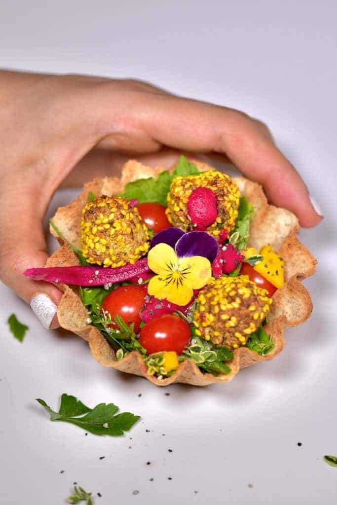 falafel popcorn cup rainbow vegan food