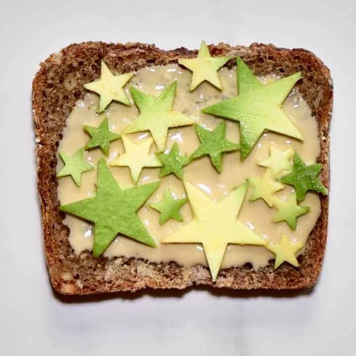 health toast recipe with homemade tahini and avocado stars