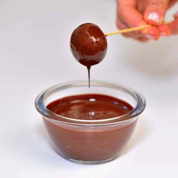 healthy energy balls dipped in dark chocolate