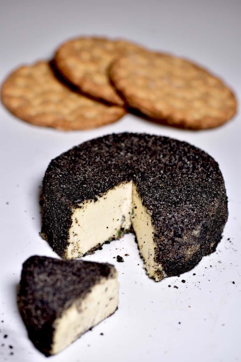 This delicious homemade Vegan Cashew Cheese has a cashew cream cheese centre and peppercorn coating- perfect to be part of a vegan cheese board and for those craving vegan cream cheese.