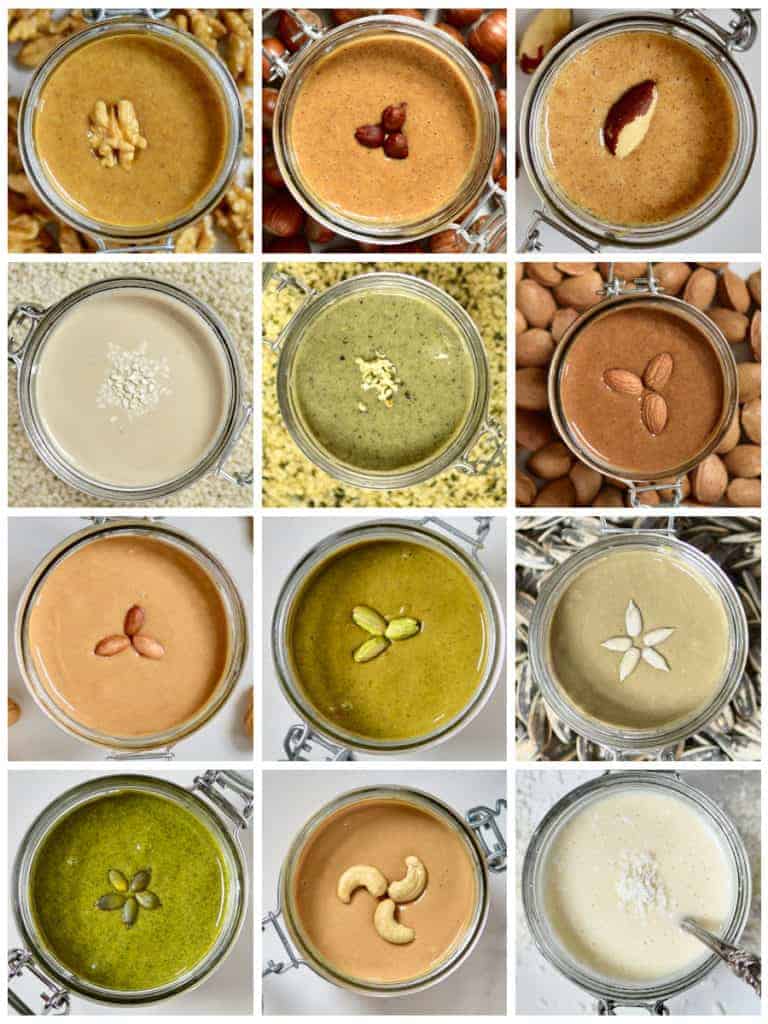 Twelve homemade nut and seed butters