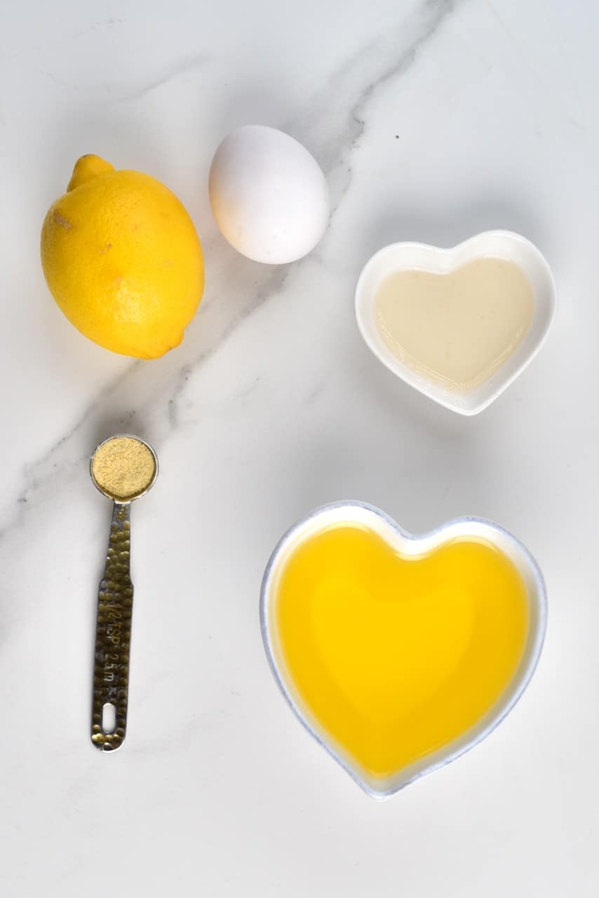 all the ingredients to make homemade mayonnaise