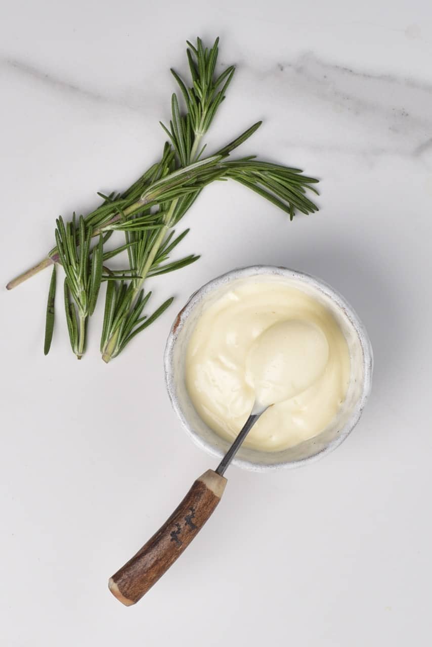 homemade mayonnaise in a small bowl